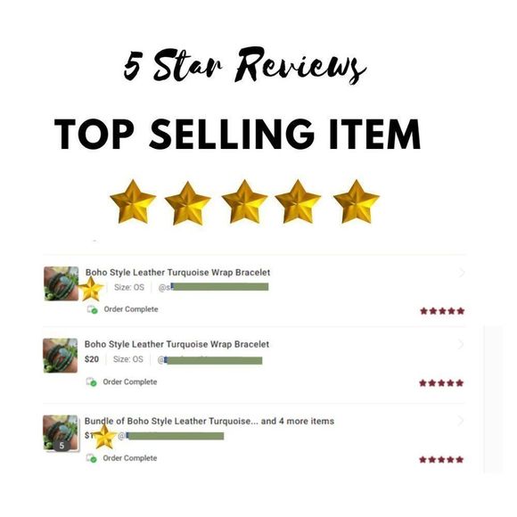 Boho Style Leather Turquoise Wrap Bracelet - Picture 5 of 5